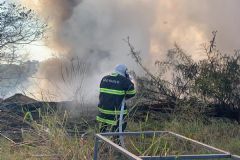 Incêndio atinge madeireira desativada na Avenida Dante Delmanto, setor norte de Botucatu 
