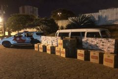 Polícia Militar faz a apreensão de 2.750 pacotes de cigarros contrabandeados do Paraguai
