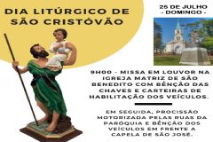 Paróquia de São Benedito promove no domingo a bênção de São Cristóvão
