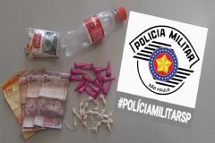Durante patrulhamento ostensivo Polícia Militar prende homem por tráfico de drogas em São Manuel 